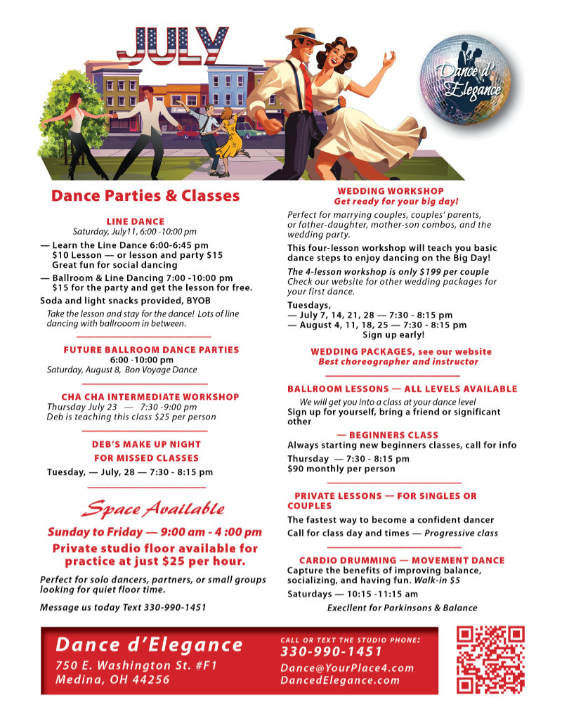 Newsletter July Dance Classes 2026