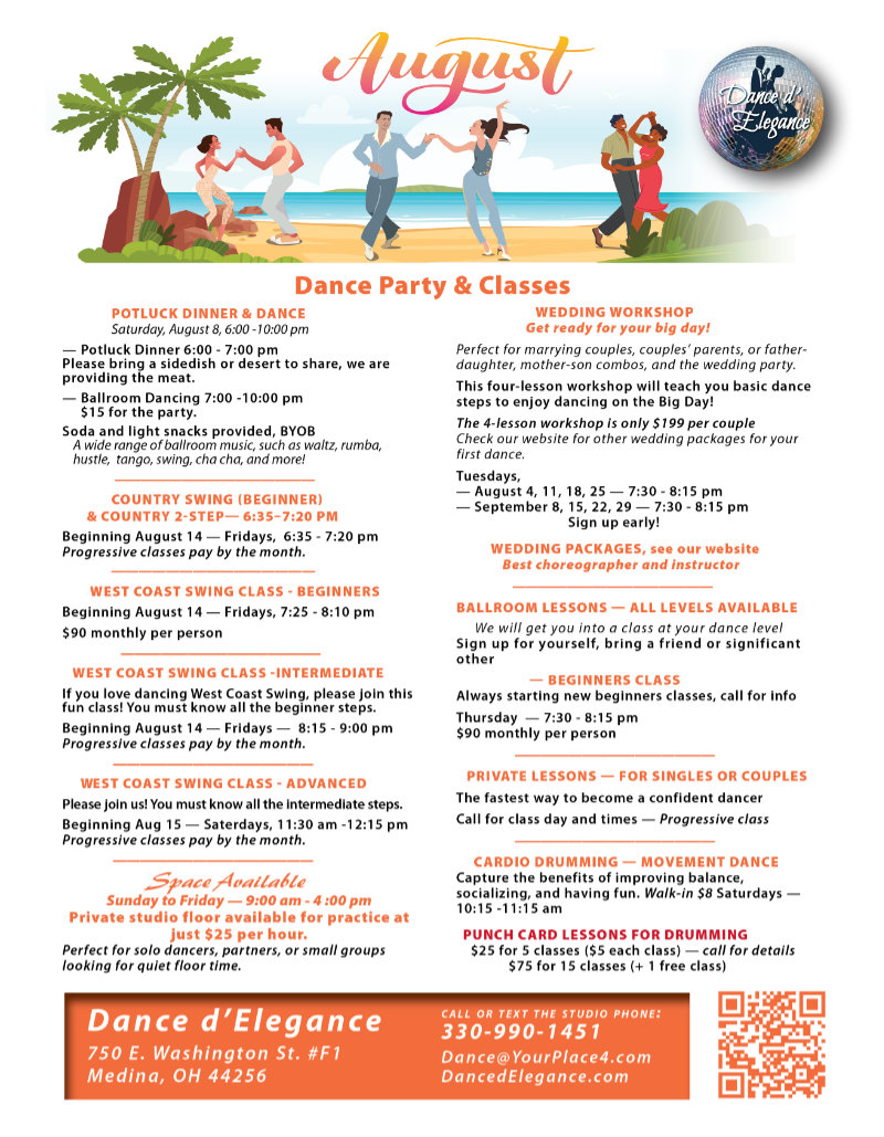 Newsletter August Dance Classes 2026_
